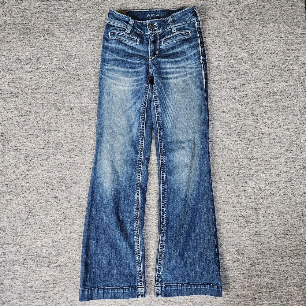 Ariat Jeans Women's 26R Blue Marine Trouser Mr Entwined Wide Leg Denim Bootcut